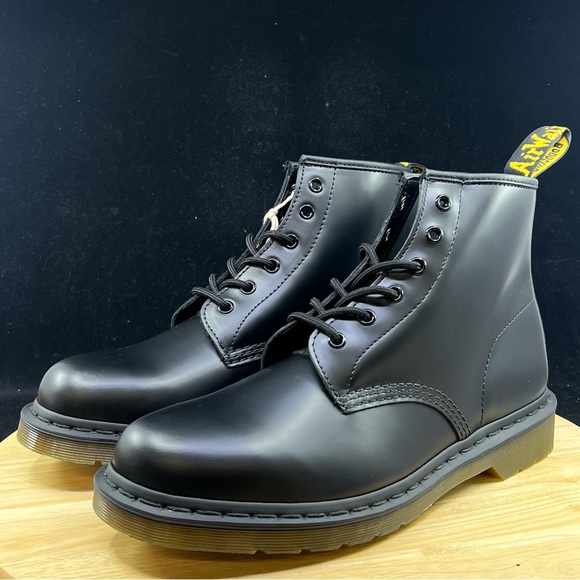 Dr Martens Doc Vegan 101 Felix Ankle Black Leather Boots Mens Size 10 - Picture 5 of 10